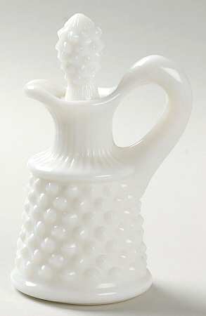Hobnail Milk Glass Oil Cruet & Stopper