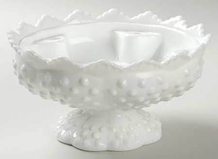 Hobnail Milk Glass 6" Candle Bowl