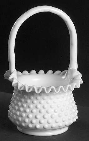 Hobnail Milk Glass #3637 Hobnail 9" Basket