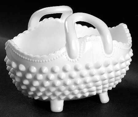 Hobnail Milk Glass #3634 Hobnail 4" Oval Basket
