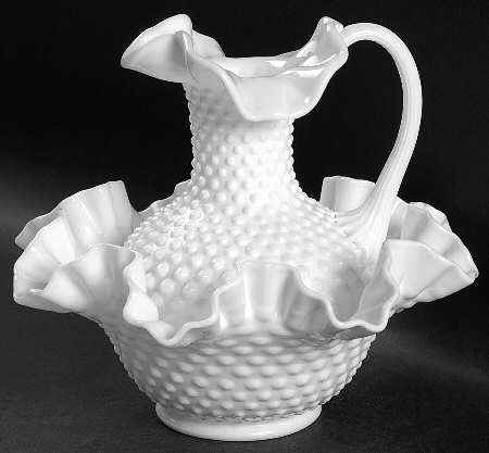 Hobnail Milk Glass #3000 Bowl and Pitcher Set