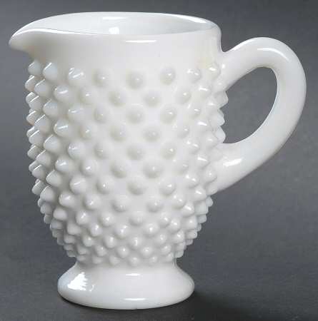 Hobnail Milk Glass Footed Creamer
