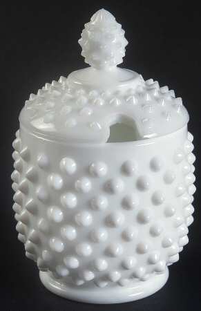 Hobnail Milk Glass Jam/Jelly & Lid