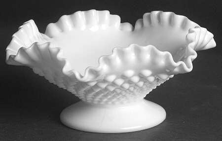Hobnail Milk Glass Round Compote (Height X Width)
