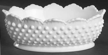 Hobnail Milk Glass 8" Oval Bowl