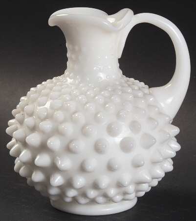 Hobnail Milk Glass Handled Cruet No Stopper