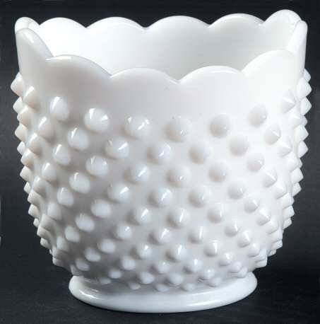 Hobnail Milk Glass Oval Open Sugar