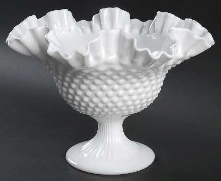 Hobnail Milk Glass 9" Footed Bowl