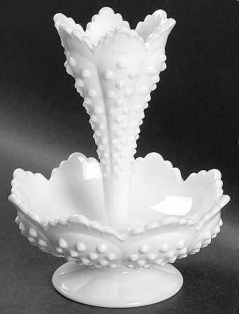 Hobnail Milk Glass (2 Piece) Epergne Set