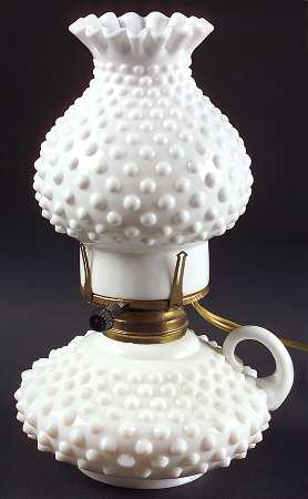 Hobnail Milk Glass Electric Courting Lamp with Globe