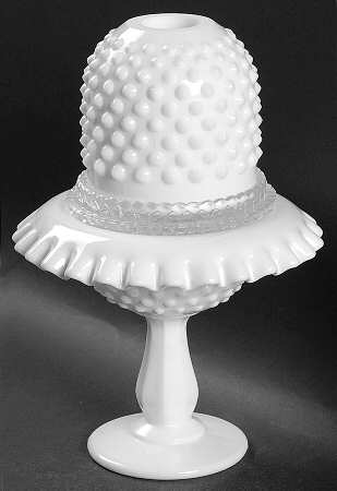 Hobnail Milk Glass (3 Piece) Footed Fairy Lamp