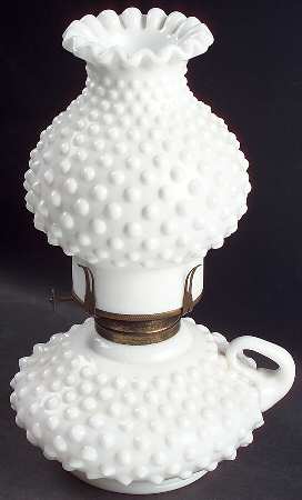Hobnail Milk Glass Oil Courting Lamp with Globe