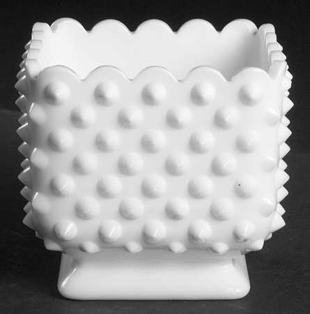 Hobnail Milk Glass 4" Square Planter