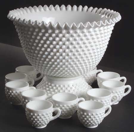 Hobnail Milk Glass (14 Piece) #3712 Punch Set