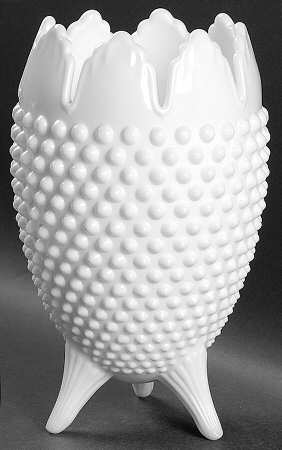 Hobnail Milk Glass 8" 3-Toed Vase