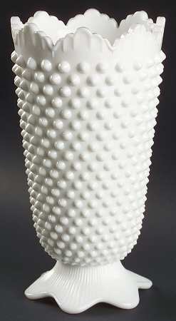 Hobnail Milk Glass Large Crown Top Vase