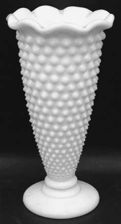 Hobnail Milk Glass 6" Footed Flared Vase