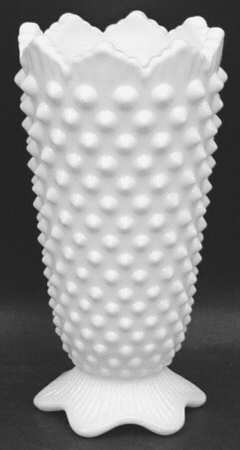 Hobnail Milk Glass Small Crown Top Vase