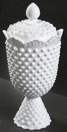 Hobnail Milk Glass Apothecary Jar & Lid