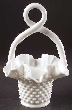 Hobnail Milk Glass #3335 Hobnail 7" Loop Handle Basket