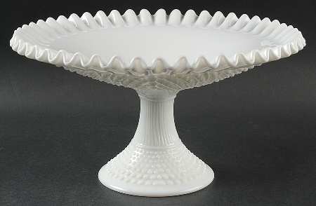 Hobnail Milk Glass 12" Footed Bowl