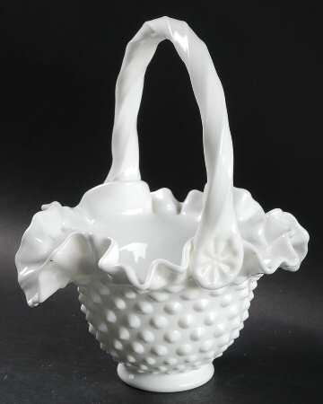 Hobnail Milk Glass #3346MI Hobnail 8" Basket