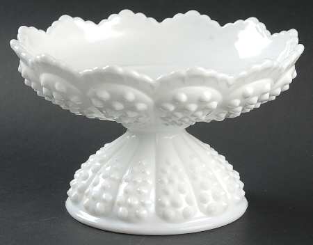Hobnail Milk Glass Footed Candle Bowl