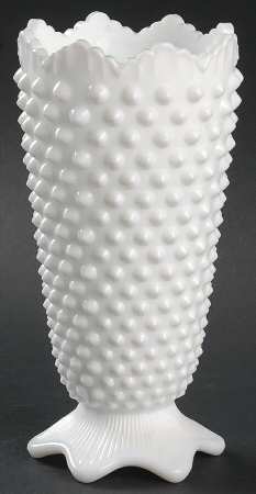 Hobnail Milk Glass Medium Crown Top Vase