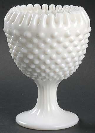 Hobnail Milk Glass Footed Ivy Vase