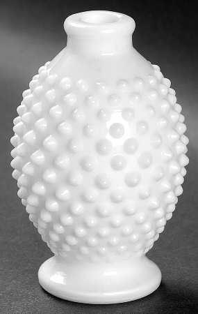 Hobnail Milk Glass Round Perfume Bottle No Stopper
