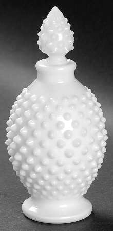 Hobnail Milk Glass Round Perfume Bottle & Stopper