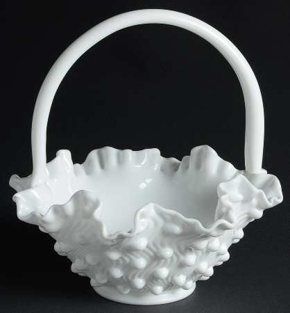 Hobnail Milk Glass #3032 Wave Hobnail 9" Basket