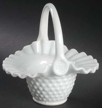 Hobnail Milk Glass #389/3837 Hobnail 7" Basket