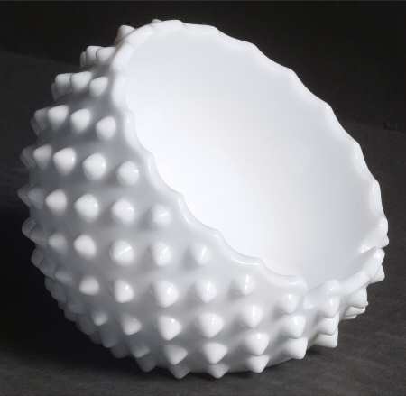 Hobnail Milk Glass Single Ball Ashtray