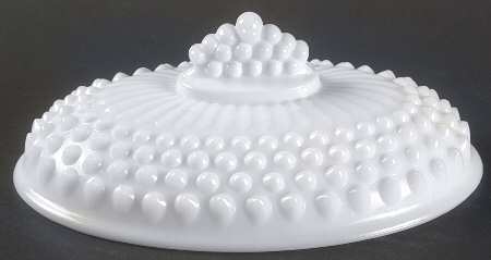 Hobnail Milk Glass Oval Candy Dish, Lid Only