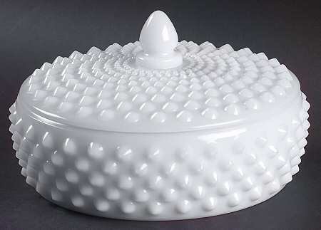 Hobnail Milk Glass Candy/Powder Box & Lid