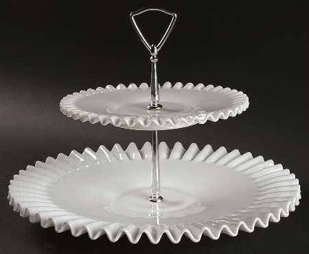 Hobnail Milk Glass 2 Tier Serving Tray