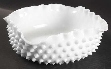 Hobnail Milk Glass Large Square Dessert Bowl