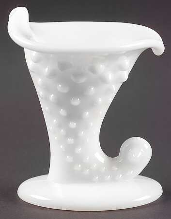 Hobnail Milk Glass Mini Cornucopia/Candleholder