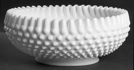 Hobnail Milk Glass 9" Cupped Bowl