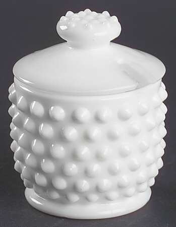 Hobnail Milk Glass Mustard & Lid