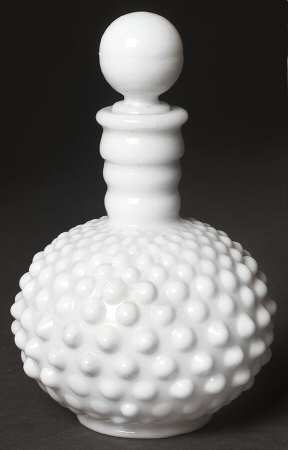 Hobnail Milk Glass Cologne Bottle & Stopper