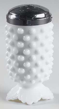 Hobnail Milk Glass Sugar Shaker with Stamped Metal Top