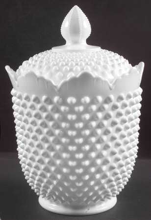 Hobnail Milk Glass Cookie Jar & Lid