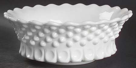 Hobnail Milk Glass 8" Round Bowl