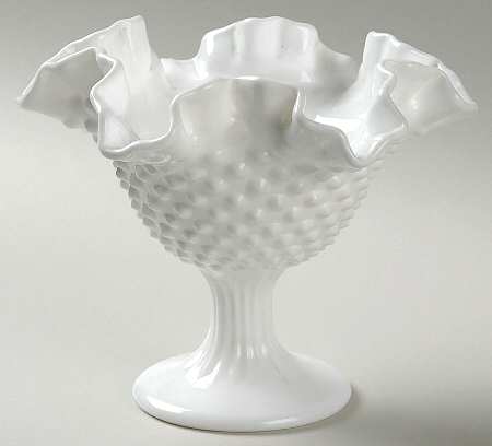 Hobnail Milk Glass Round Compote (Height X Width)