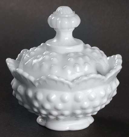 Hobnail Milk Glass #3605 Mustard & Lid
