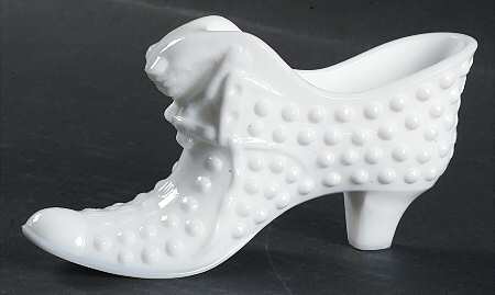 Hobnail Milk Glass Slipper