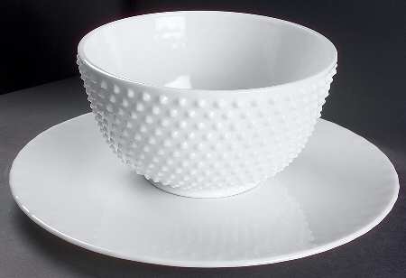 Hobnail Milk Glass #3827 Punch Bowl & Plate