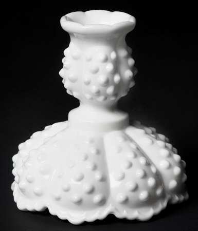 Hobnail Milk Glass 4" Single Light Candlestick